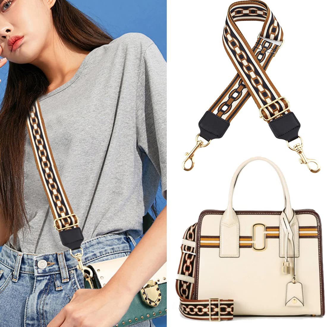 PALAY Canvas Webbing Wide Shoulder Strap Fashion Pattern Crossbody Strap Adjustable Shoulder Strap for Handbag,Travel Bag, Crossbody Bag PALAY Canvas Webbing Wide Shoulder Strap Fashion Pattern Crossbody Strap Adjustable Shoulder Strap for Handbag,Travel Bag, Crossbody Bag